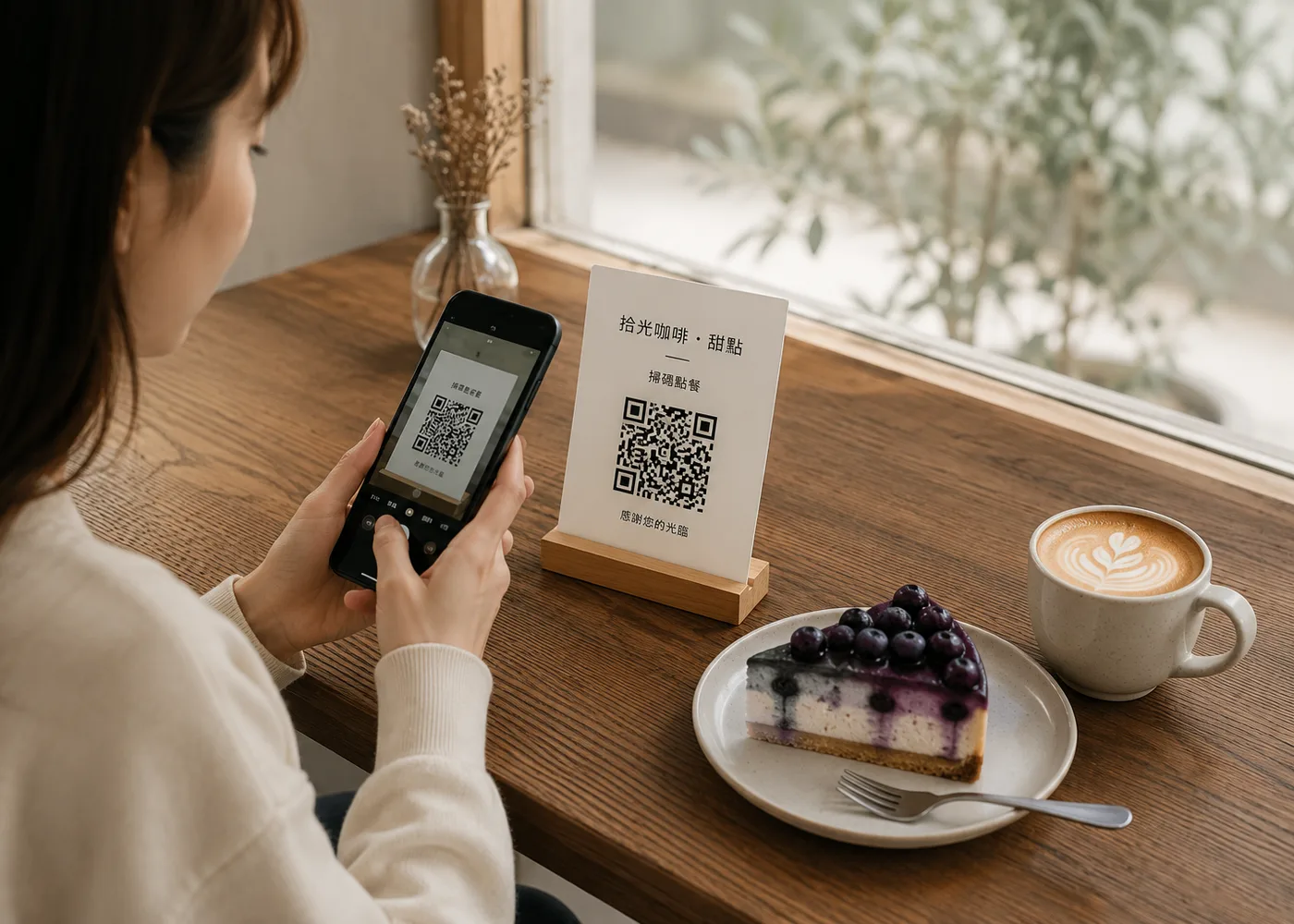 窗邊座位・掃桌上 QR 直接點餐